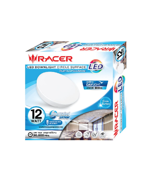 RACER ดาวน์ไลท์ LED CIRCLE SURFACE 12W (ติดลอยกลม) 13201LLJJ000183