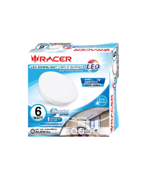 RACER ดาวน์ไลท์ LED CIRCLE SURFACE 6W (ติดลอยเหลี่ยม) 13201LLJJ000194