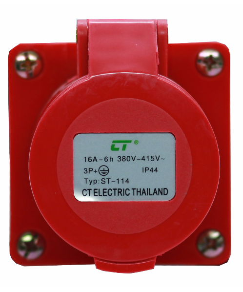 CT ELECTRIC พาวเวอร์ปลั๊ก ติดลอย(เบ้าปลั๊ก) 3P-E(114)16A 380V ขาว-แดง