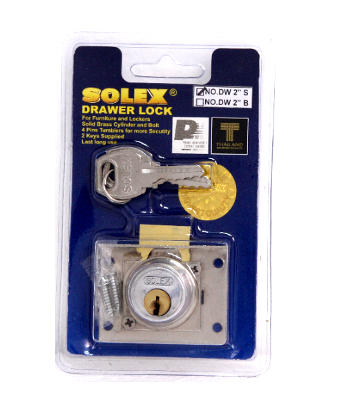 SOLEX กุญแจลิ้นชัก ขนาด 2 นิ้ว DW 2 ขาว