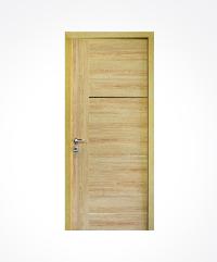 HOLZTUR ชุดประตูปิดผิวเมลามีน เซาะร่อง พร้อมวงกบ และตลับกุญแจมอร์ทิส M-A11 สีไม้วอลนัท